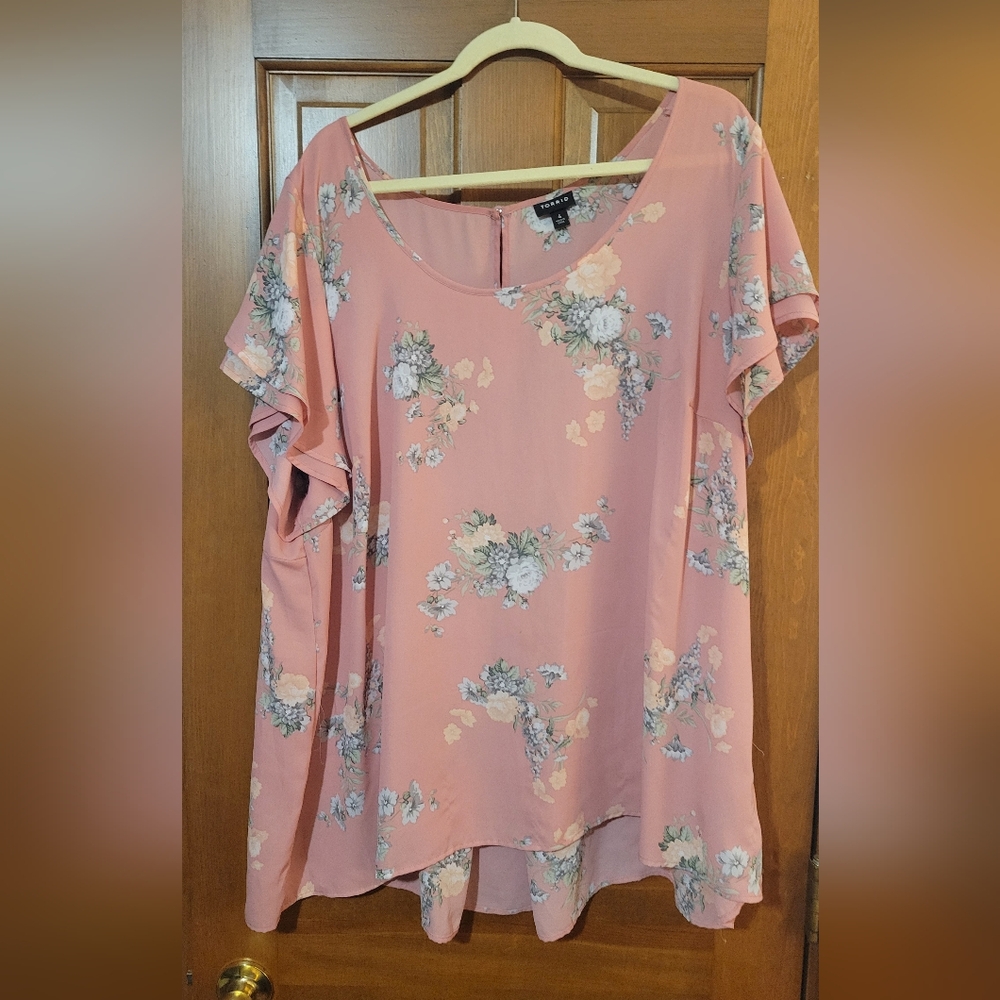 Torrid Pink Floral Blouse